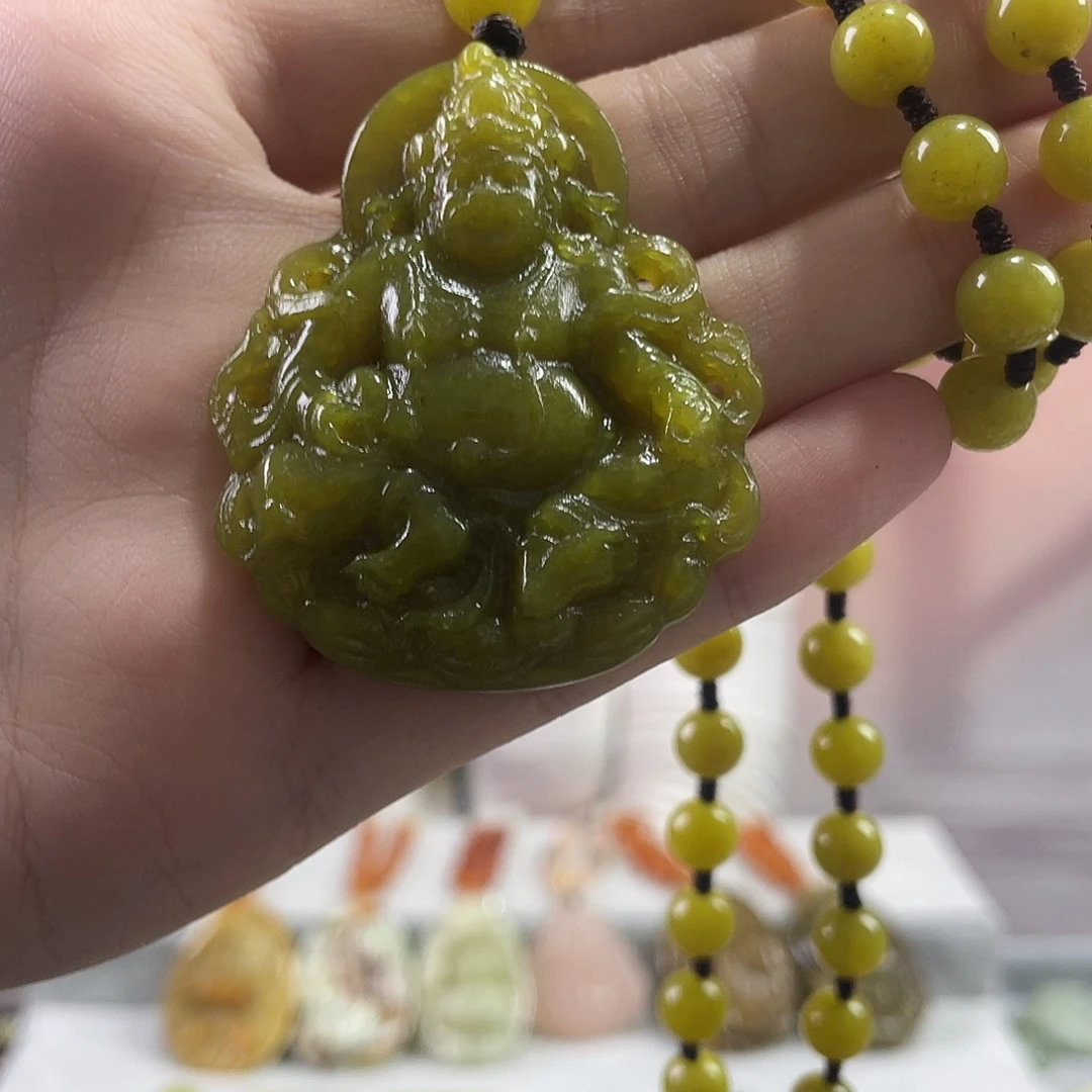 蛇纹石玉未镶嵌吊坠(赠链)