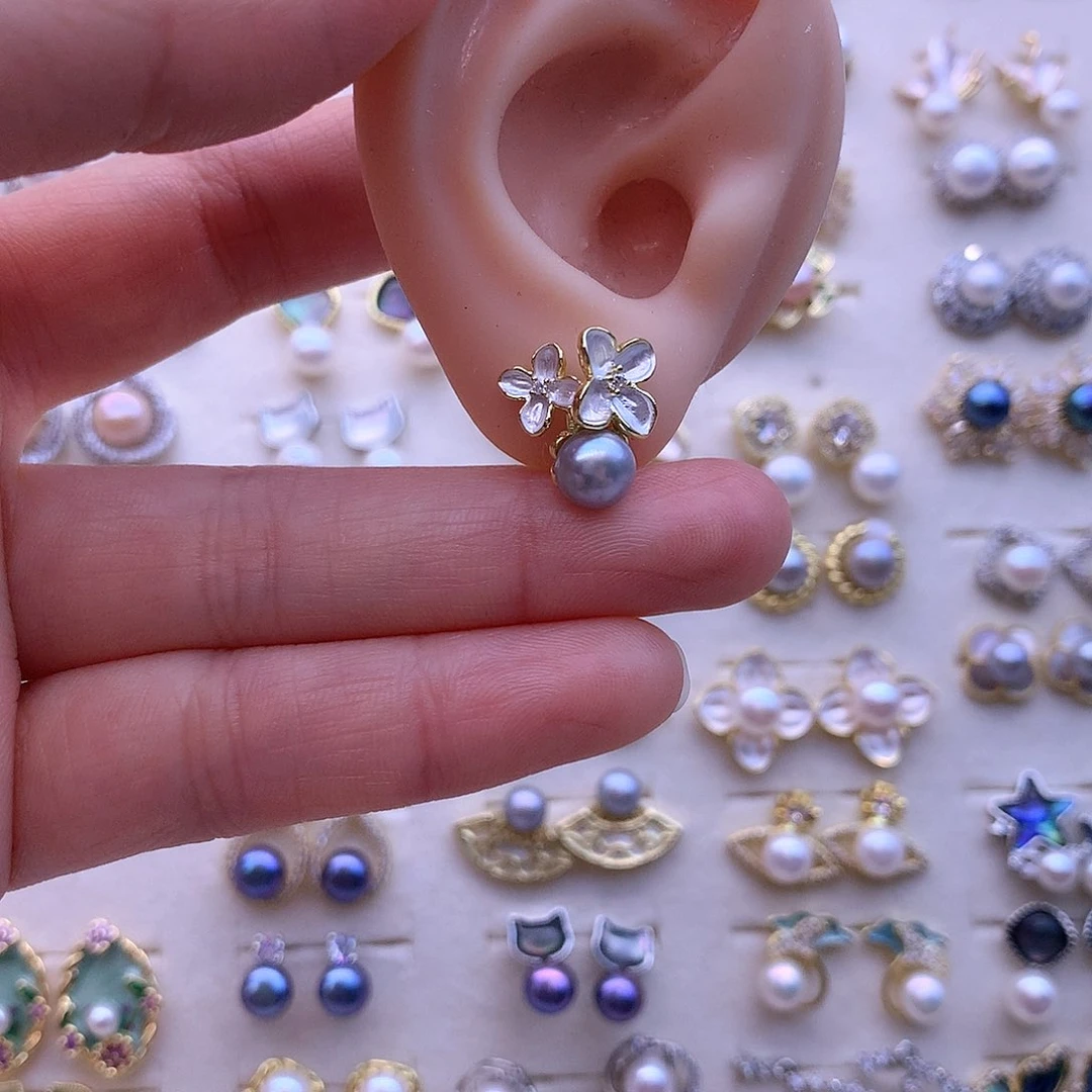 淡水珍珠耳饰合金