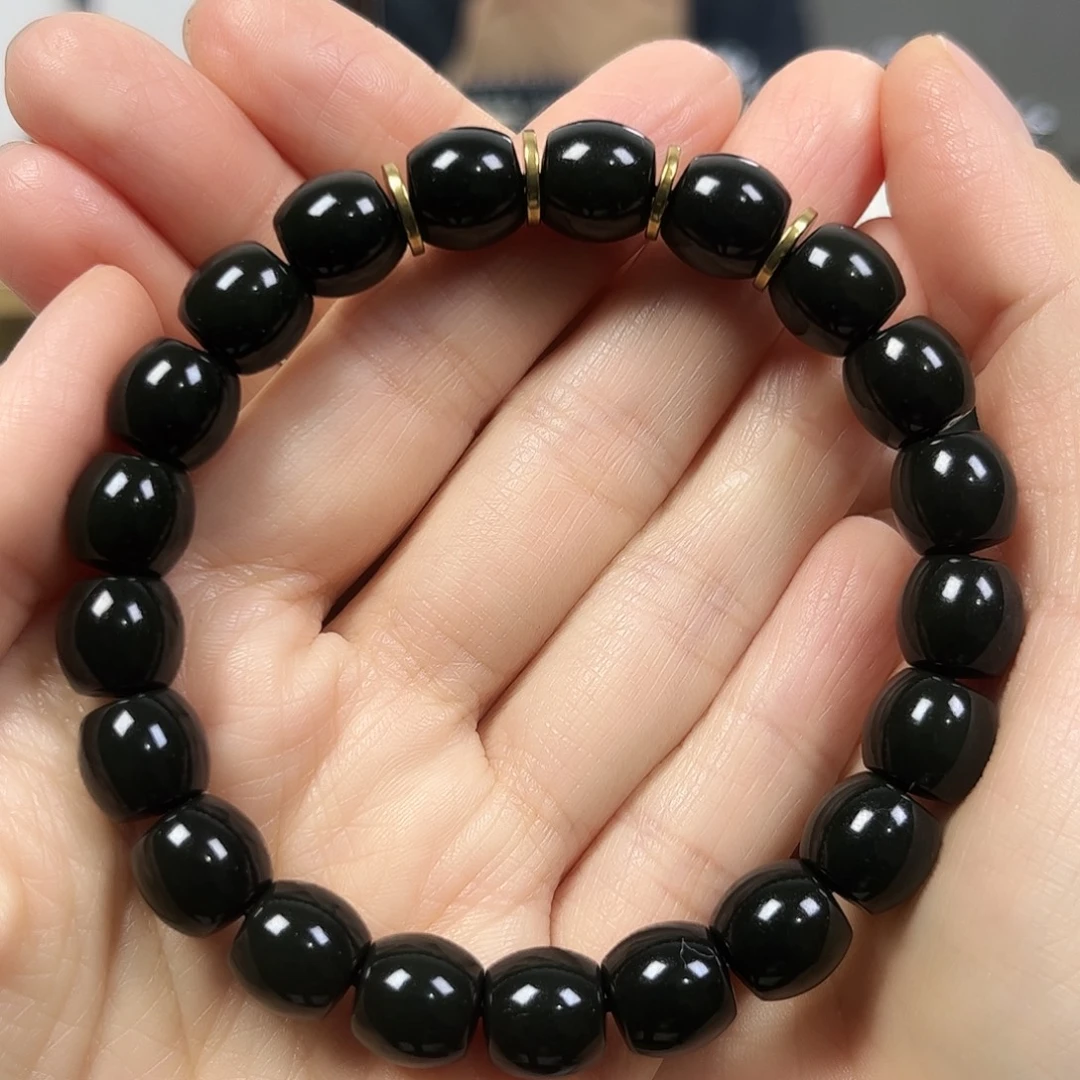 和田玉未镶嵌手串卡10鼓珠珠宝级货头