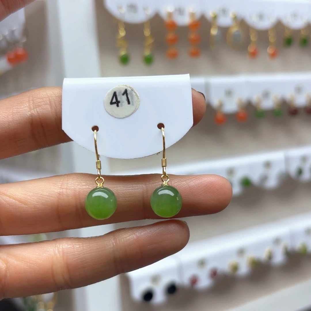 和田玉耳饰银S925镶嵌2