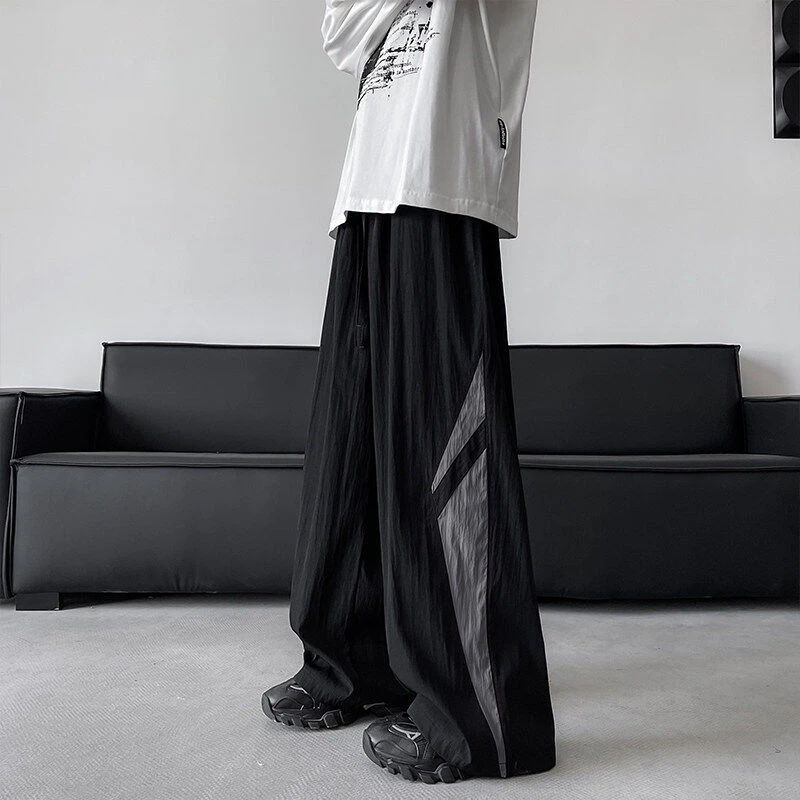 美式速干撞色拼接伞兵裤子男款夏季薄款透气垂感宽松休闲直筒长裤