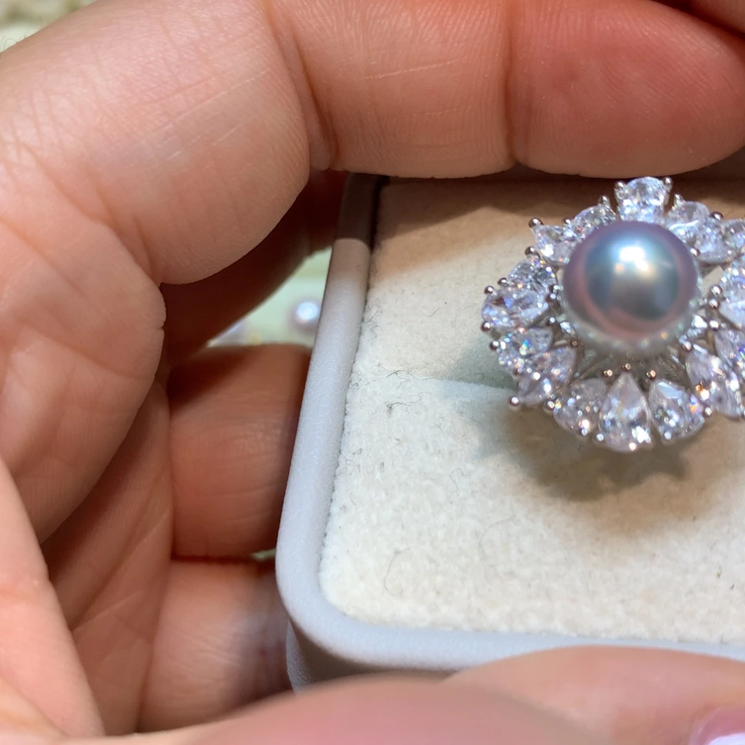 海水珍珠戒指银S925镶嵌