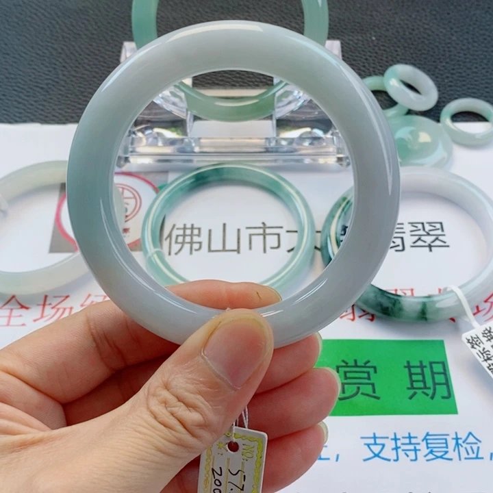 翡翠未镶嵌手镯胖圆条手镯56-57圈口