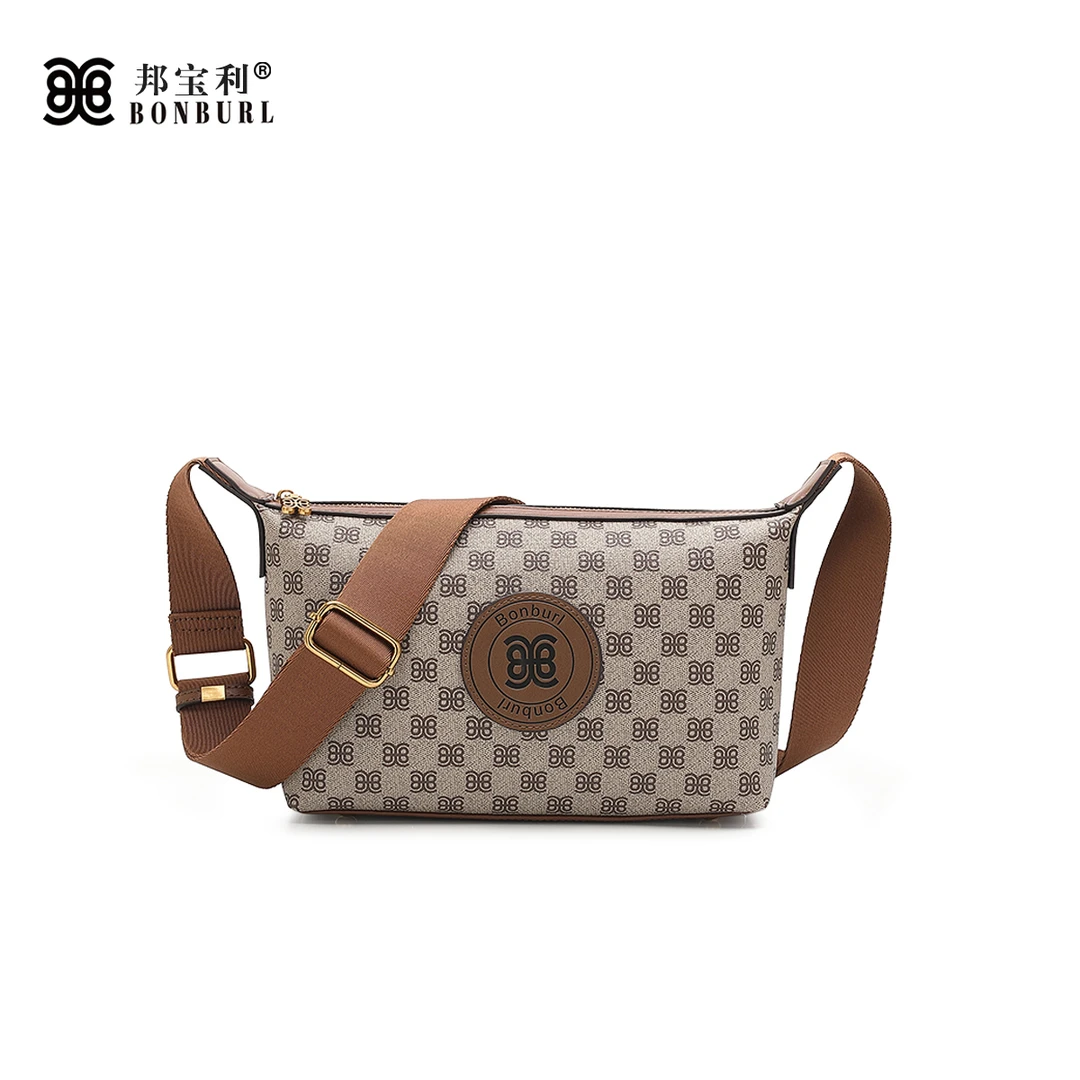 Bonburl/邦宝利女士新款美拉德棕时尚斜挎包百搭单肩胸包6088