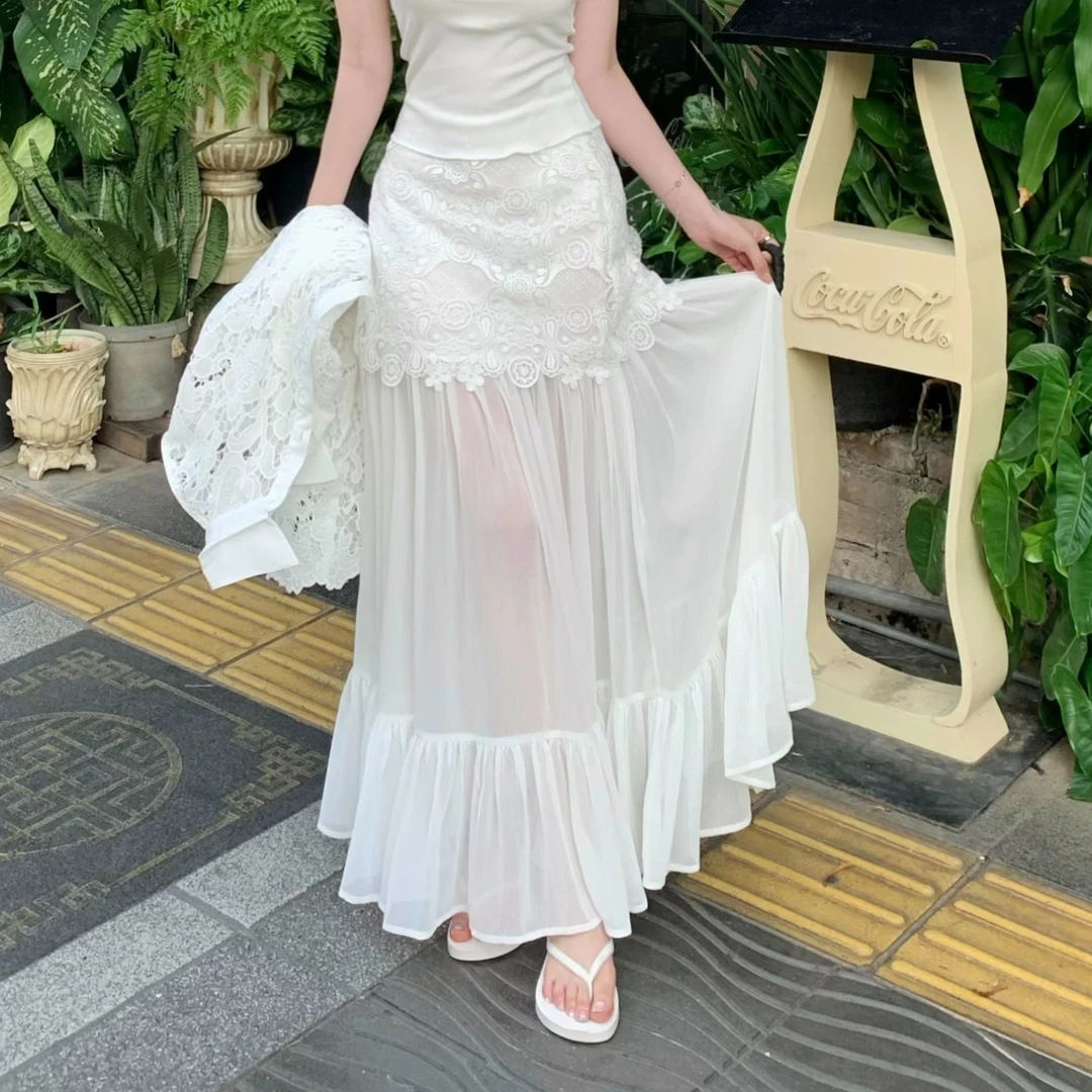 【XIAOXIN】春款法式时尚气质层次蕾丝拼接半身裙LWJ25AQ384