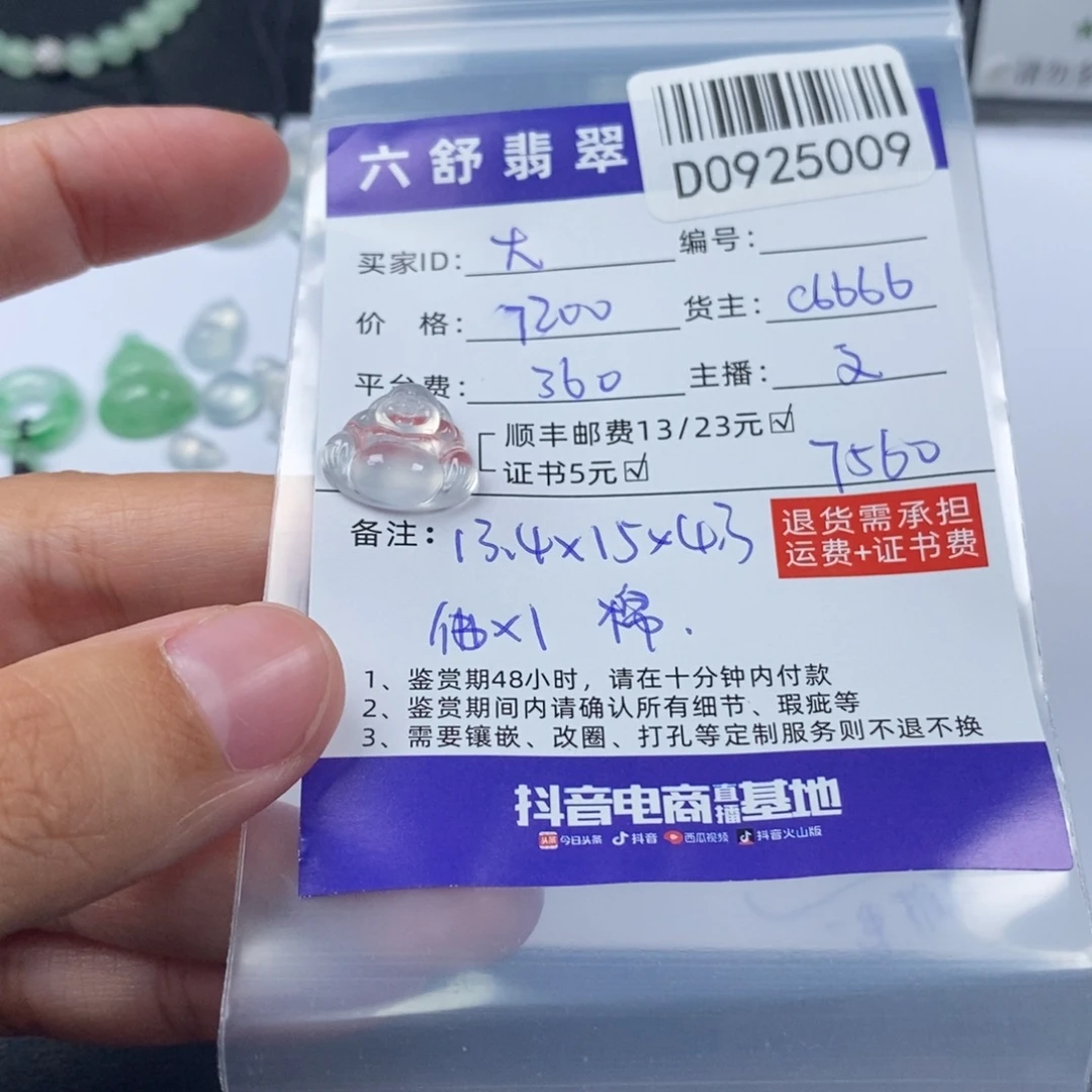 大***少未镶嵌挂件翡翠D0925009