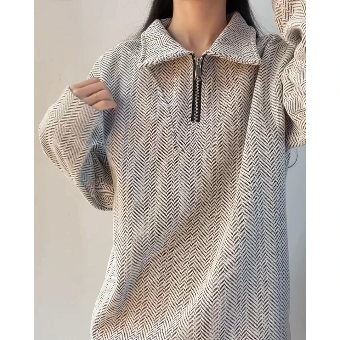 雪满天星美式卫衣男秋冬高级感痞帅半拉链加绒加厚Polo雪尼尔外套