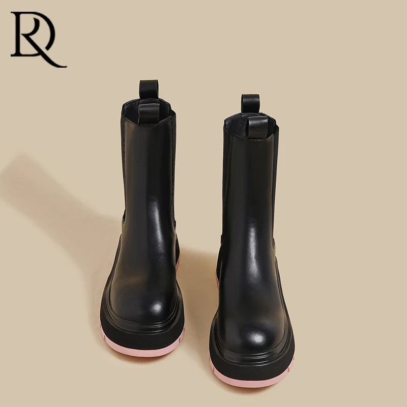 【DR明星同款】切尔西靴女2025冬季厚底休闲时尚烟筒短靴