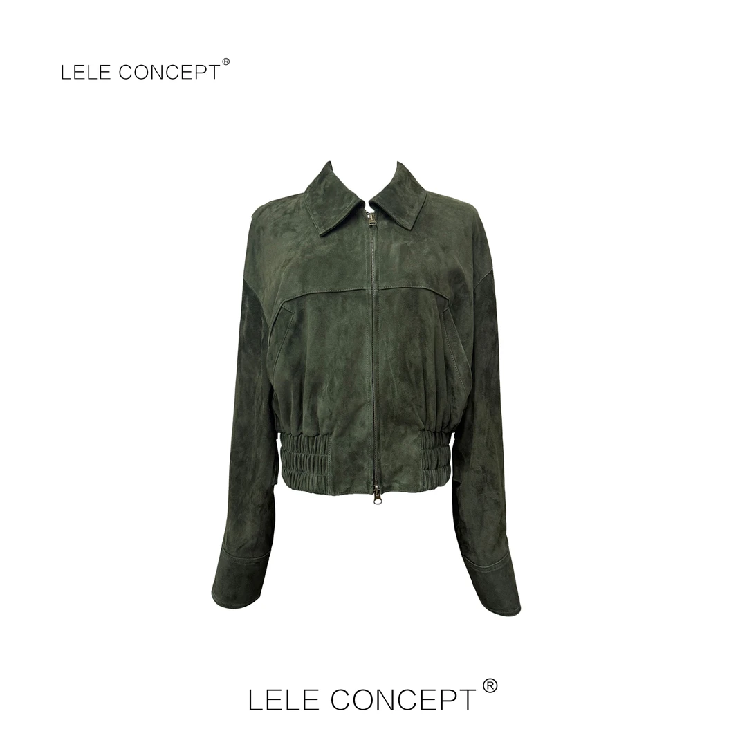 LELE CONCEPT｜「丽」早秋都市气质短款翻领翻毛皮衣P0093