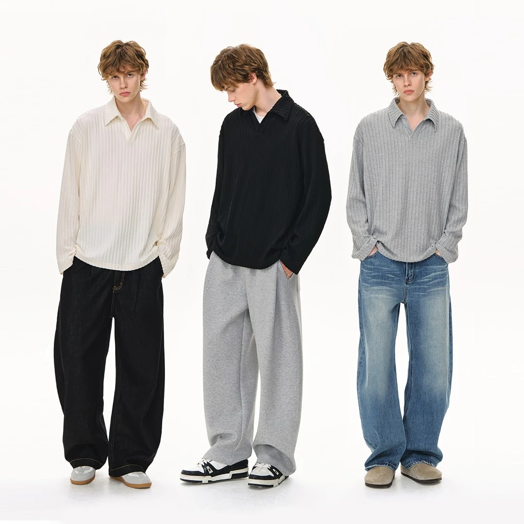 【双11好物】CLIMAX VISION流光风舒适慵懒麦穗纹针织POLO长袖T恤