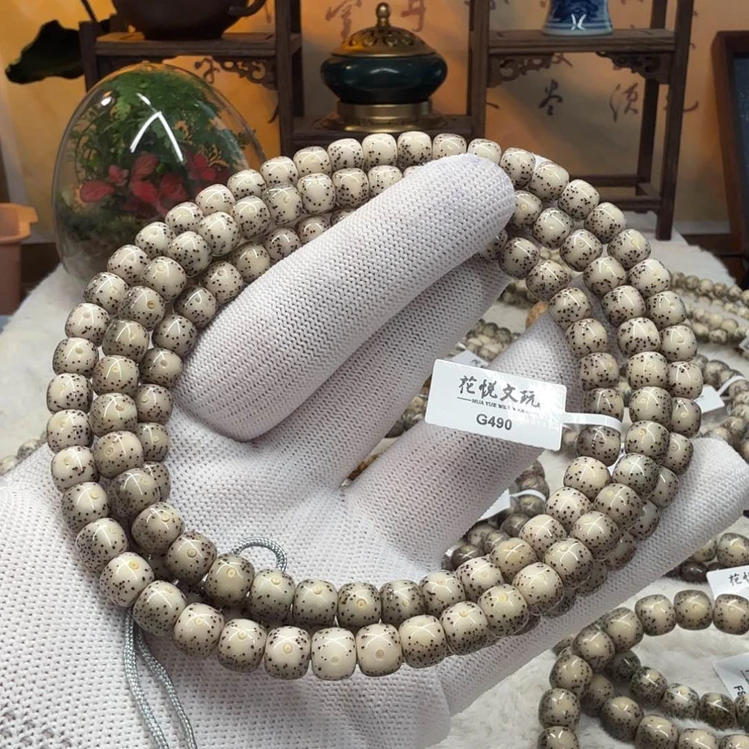 星月菩提手串8x7 糯冰月留白长串 G490
