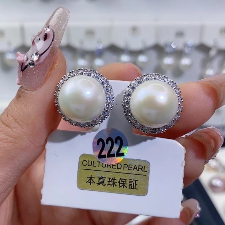 淡水珍珠耳饰银S925镶嵌