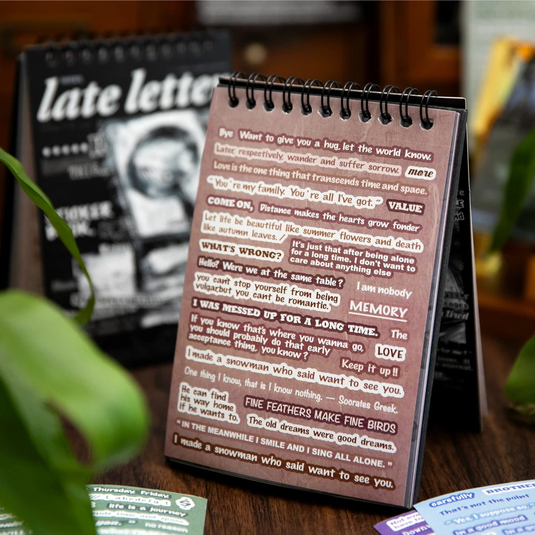 免裁剪复古英文贴纸本迟来的信件文字短句手帐拼贴背景装饰素材贴