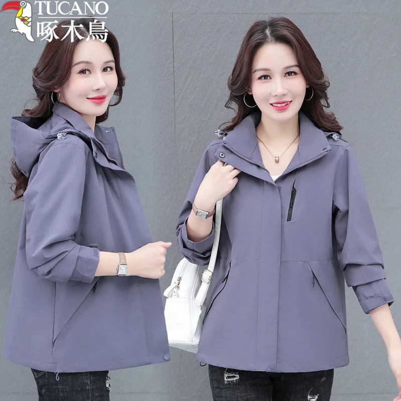 TUCANO/啄木鳥春秋新款女冲锋衣运动户外百搭外套登山服连帽宽松