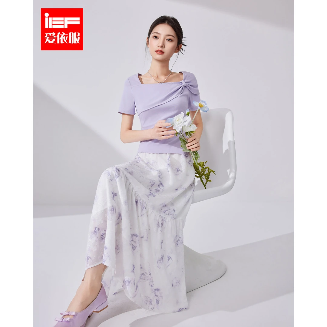 IEF/爱依服套装2025夏季新款韩版时尚小众设计温柔淑女风上下套裙