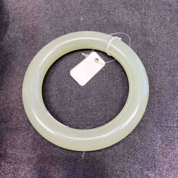 天然和田玉58胖圆条冰底晴水手镯