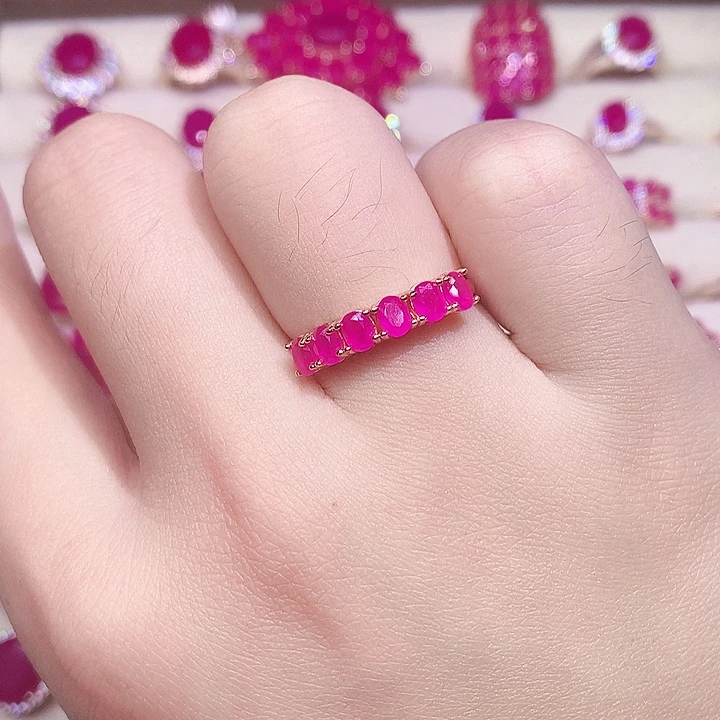 银S925镶嵌戒指红宝石