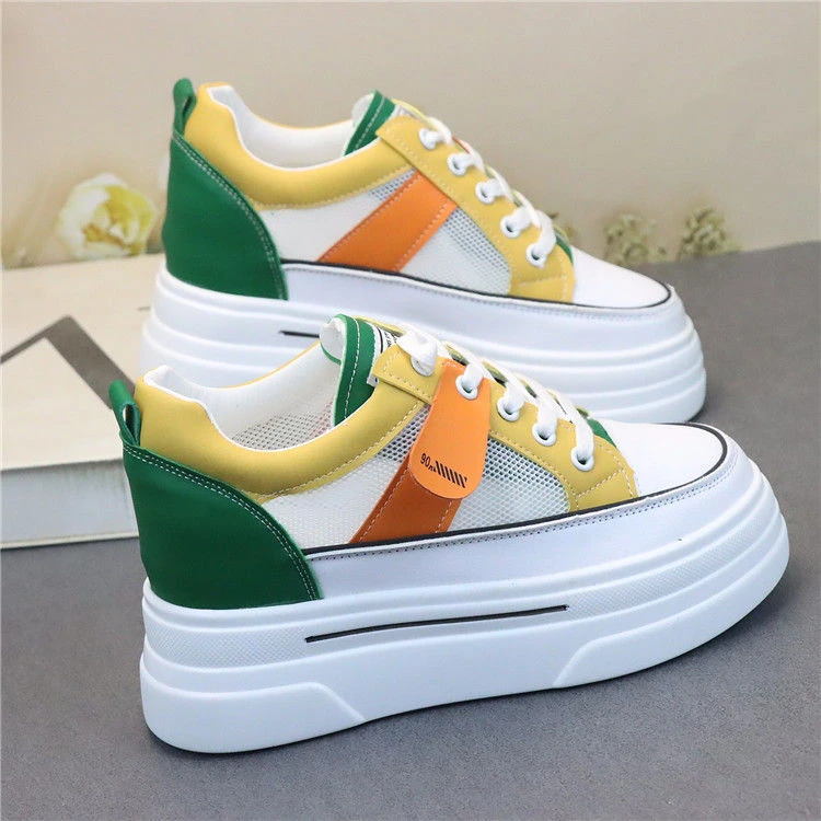 网面透气舒适增高女鞋夏季新款清新百搭可爱时尚坡跟小个子休闲鞋