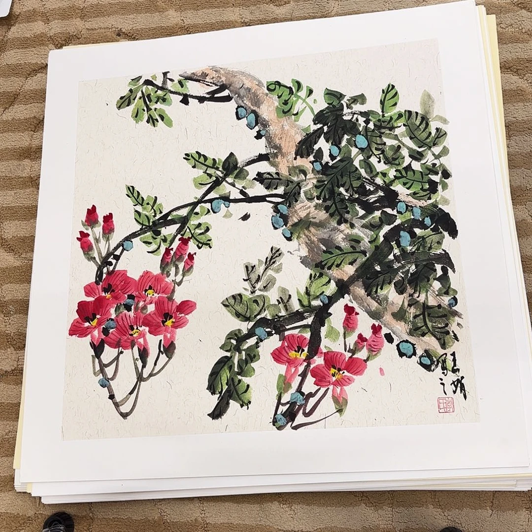 国画花鸟等图案和50.50