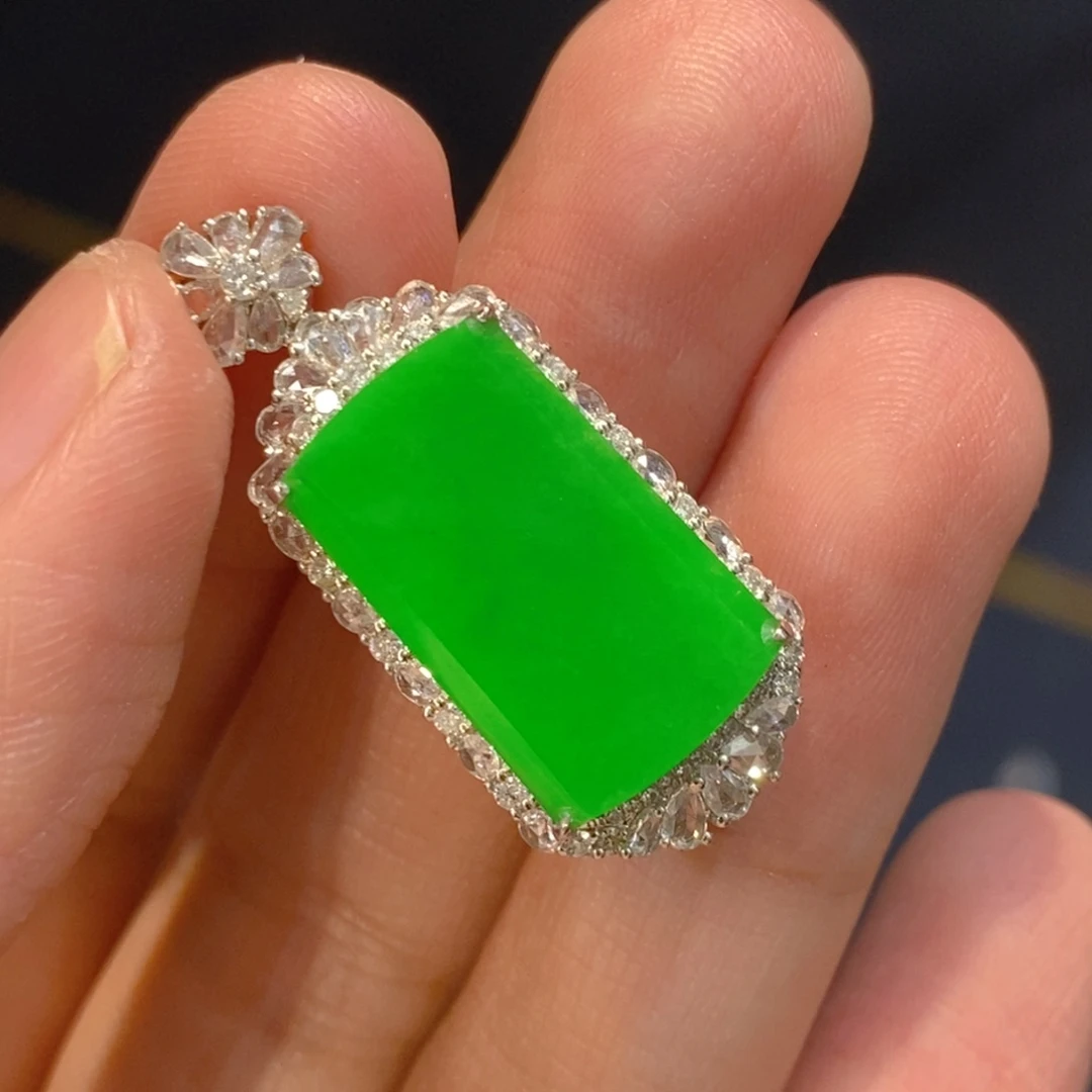 翡翠18K金镶嵌颈饰郁****店天然缅甸A货翡翠