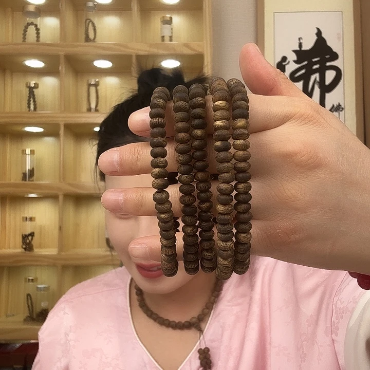 沉香手串海南沉香绿棋算盘珠0.6单圈拍一发二多样性发货