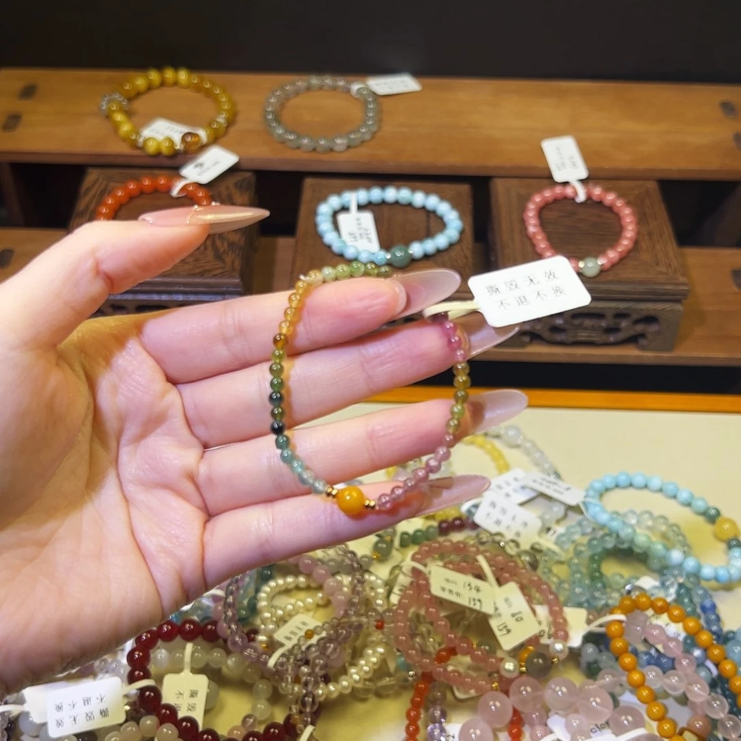 水晶手链银S925镶嵌碧玺1341