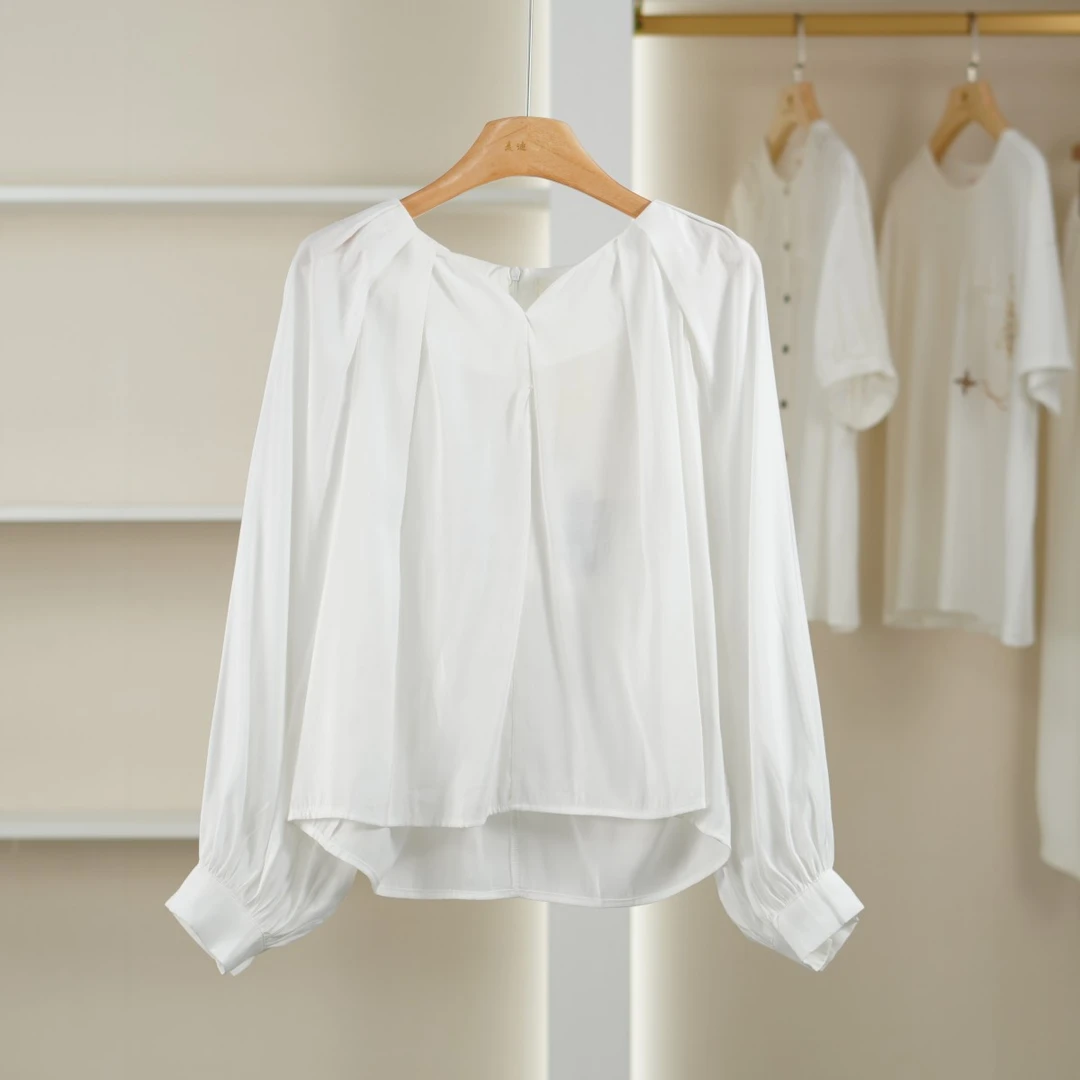 【麦迪尚品02】5061499 春季简约纯色上衣衬衫品牌撤柜女装