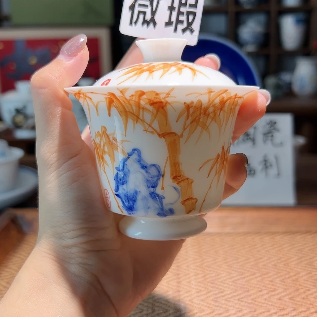 【闪购商品】微瑕 手绘 盖碗