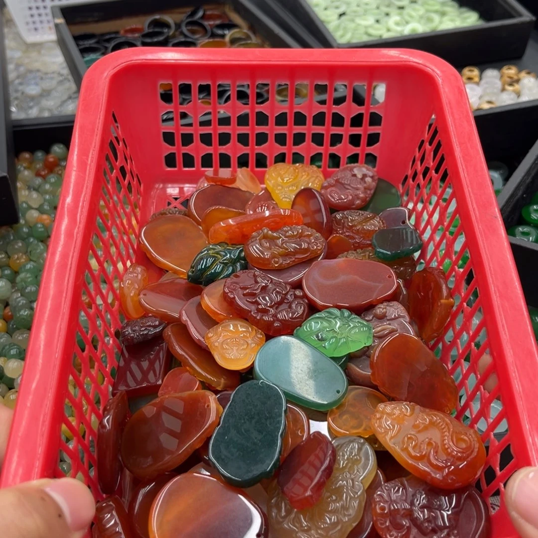 竹***节玛瑙/玉髓合金颈饰