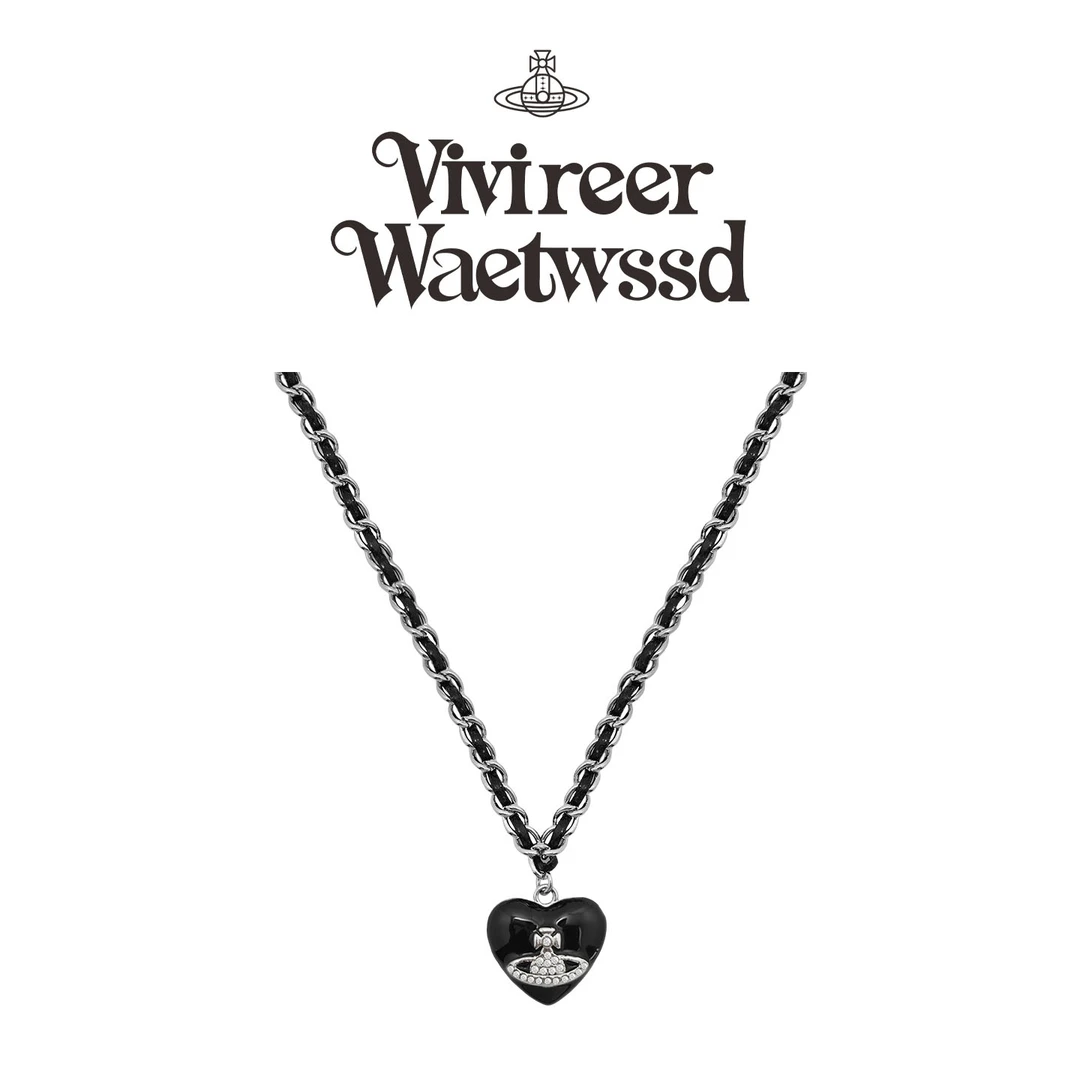 Vivireer Waetwssd 正品 黑色爱心土星项链