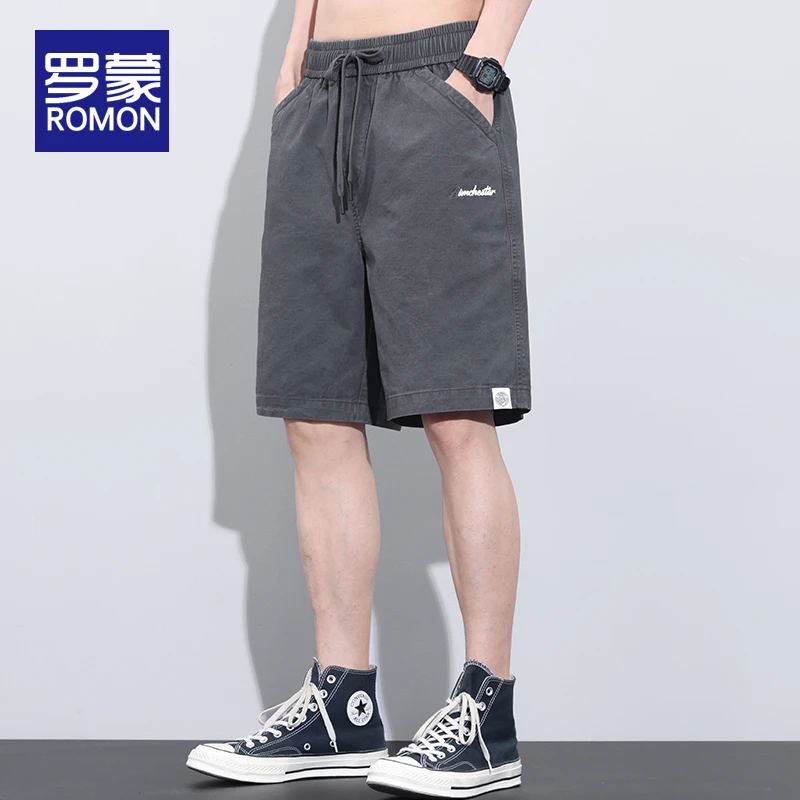 罗蒙男士百搭短裤男宽松直筒冰丝纯棉五分裤子男款夏季薄款休闲裤