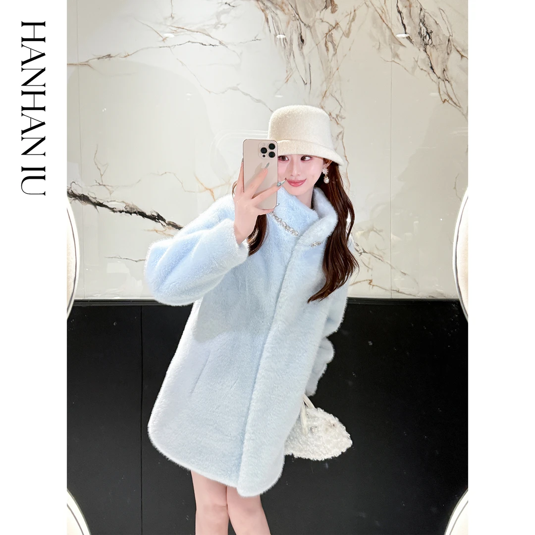 韩韩IU【暖冬绮梦】优雅轻奢名媛感防风保暖中长款圆领外套秋冬新款