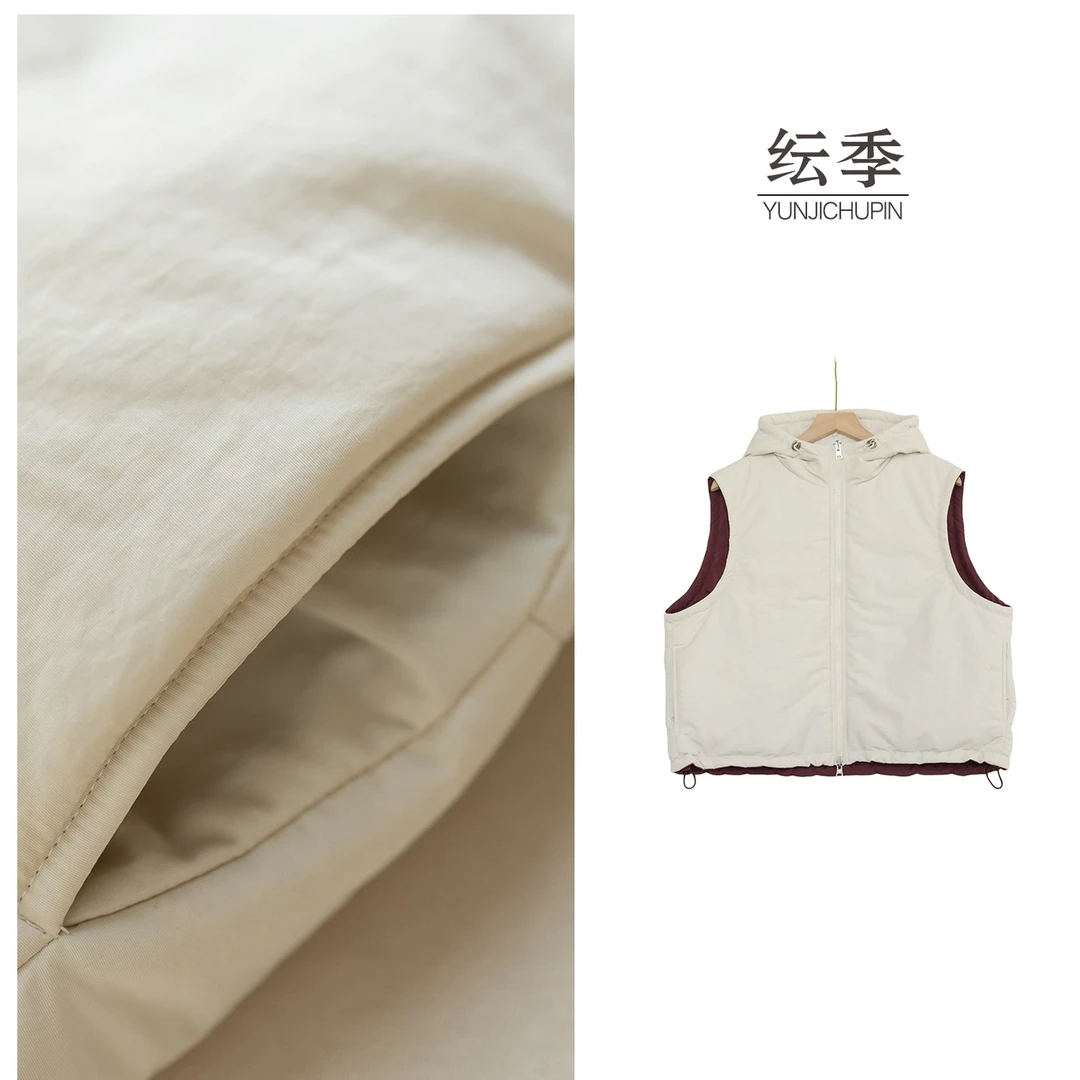 【纭季原创】衣长57 连帽秋冬上新两面穿夹棉休闲马夹女D251630