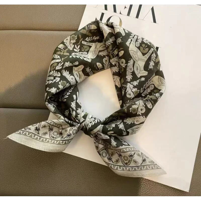 (1060)原创法式复古方巾轻奢送母亲节礼物百搭丝巾70*70