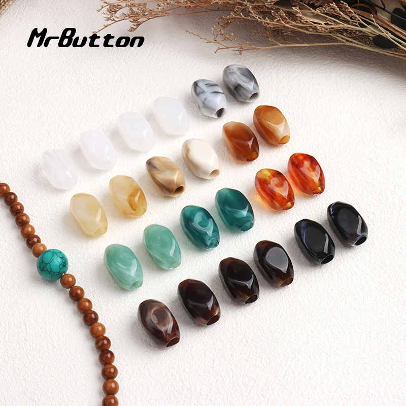 MR BUTTON  diy饰品配件不规则菱形穿孔仿石头异形珠手串项链材料