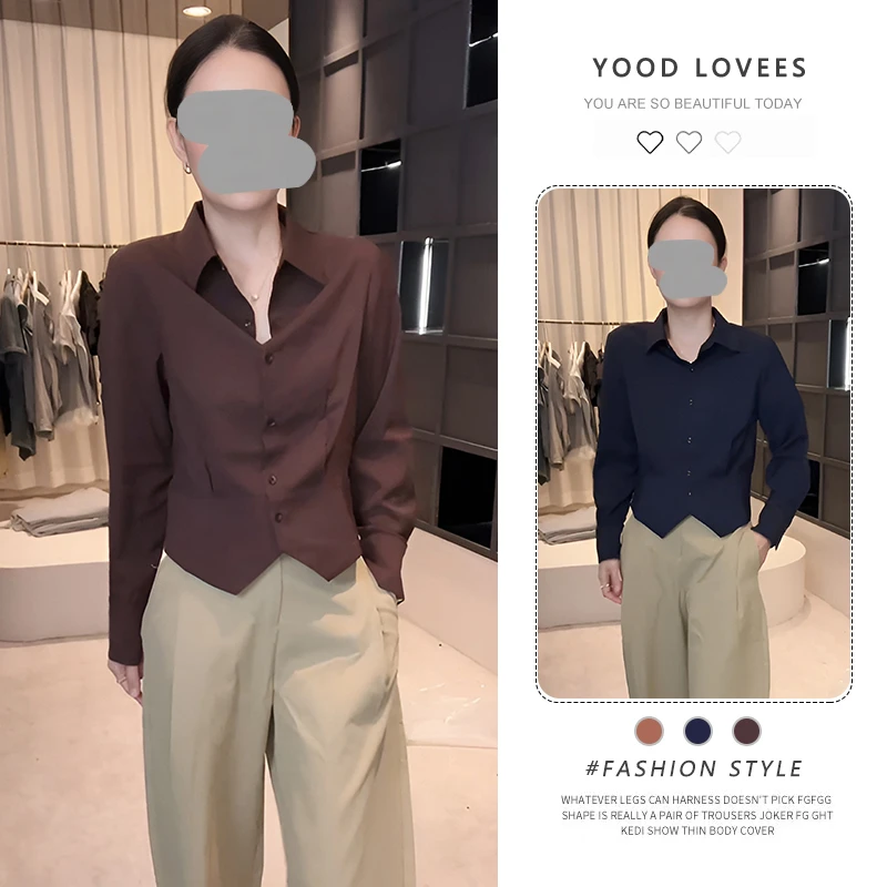 时尚洋气衬衫女2025春秋新款设计感宽松显瘦百搭上衣翻领长袖小衫