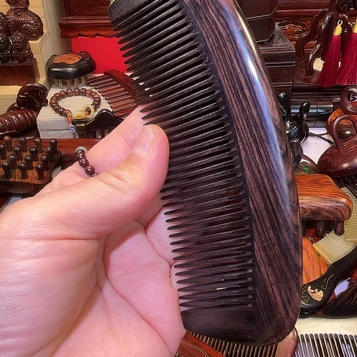 黄花梨/降香黄檀乌木大月梳子