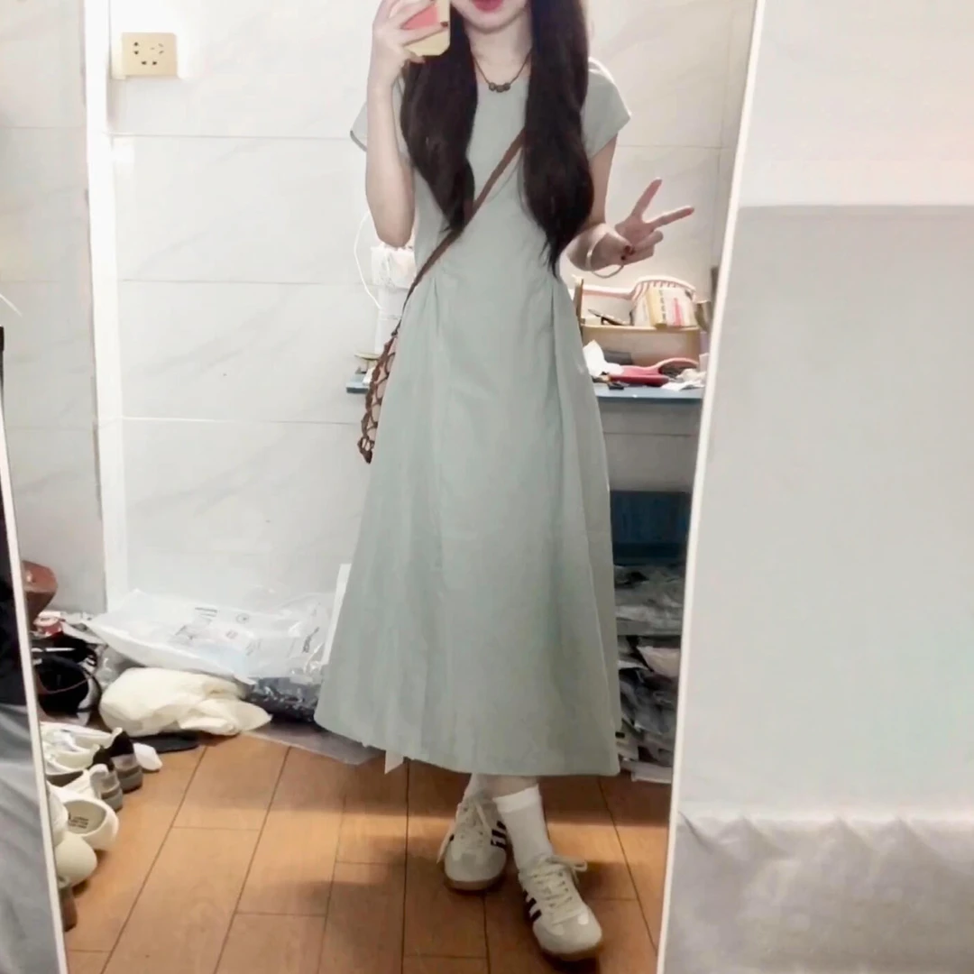 通勤穿搭简单大方得体巨好看连衣裙女2025夏季新款小个子长裙4598