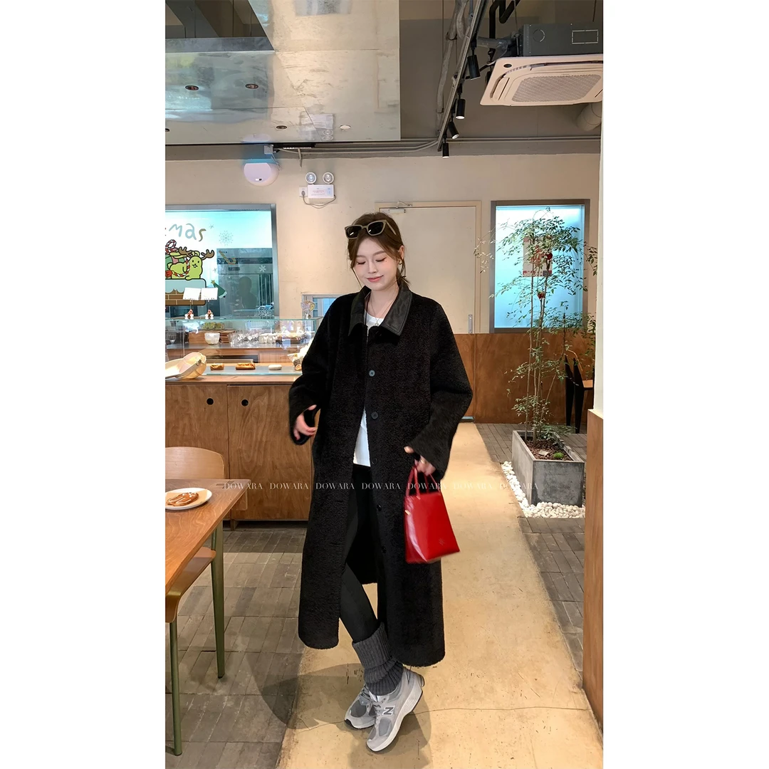 现货6678D大婉酱微胖定制 冬季厚款显瘦遮肉大衣2024年赫本风外套