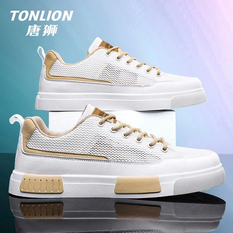 唐狮男鞋2025夏季新款网面透气时尚厚底板鞋子男款休闲男生潮鞋