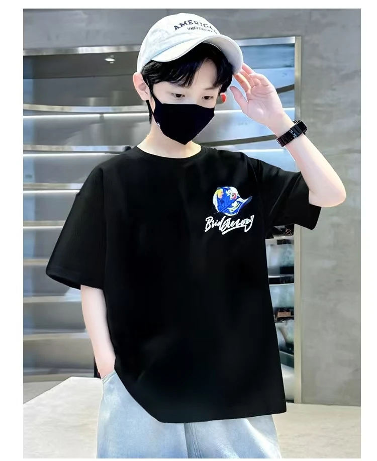 男童男男孩夏季韩版宽松型T恤休闲B类夏装印花短袖儿童洋气纯棉