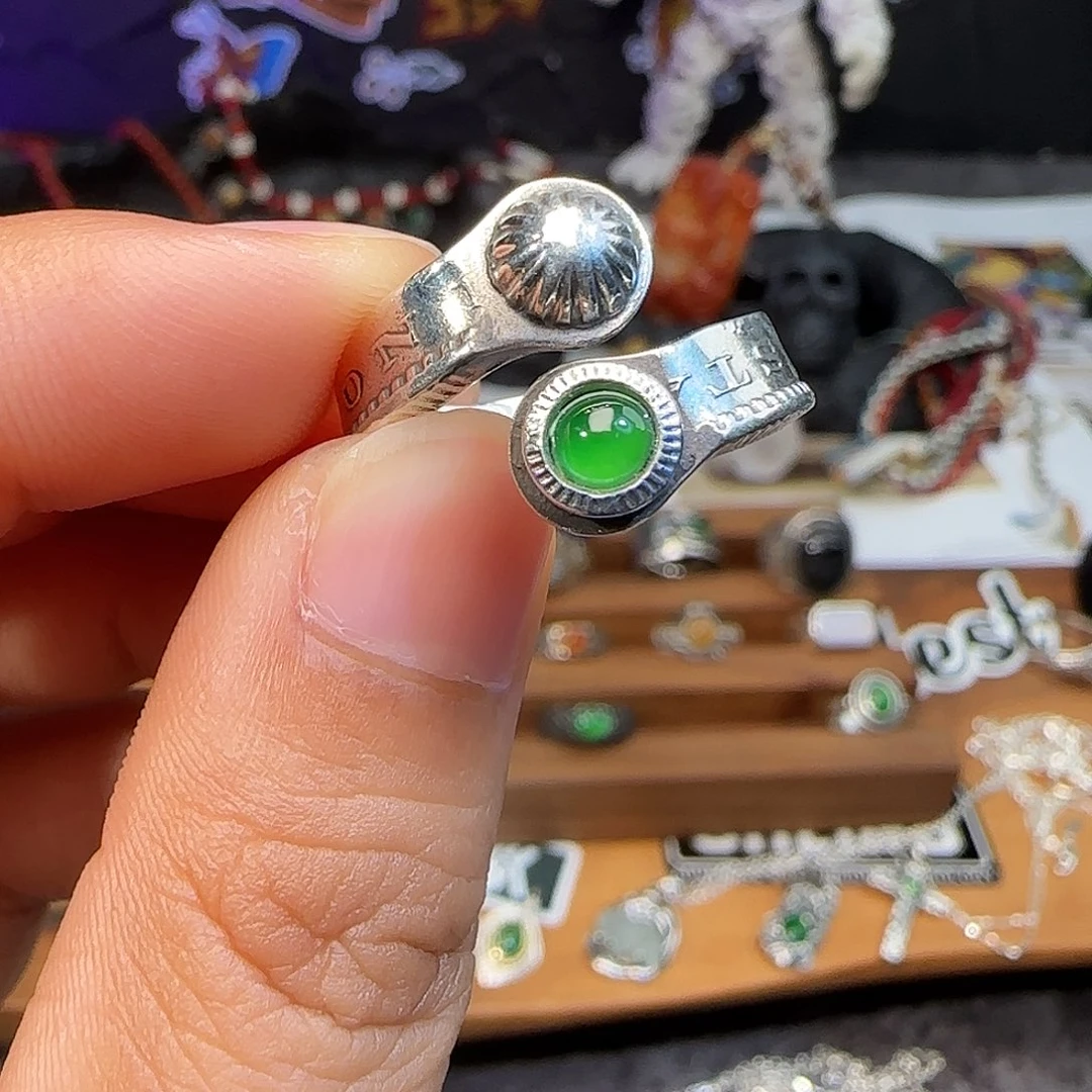 翡翠银S925镶嵌戒指