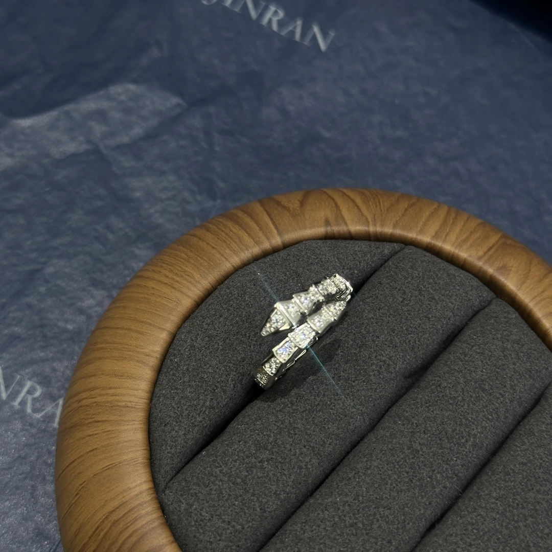 925银锆石戒指 JINRAN｜灵蛇可调节戒指通体925银