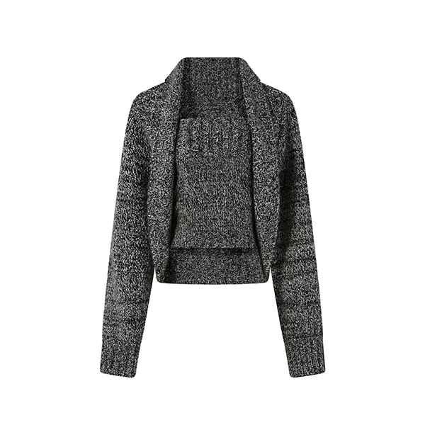 Crainfull【御姐纪事】秋冬慵懒风浣熊绒抹胸开衫毛织两件套