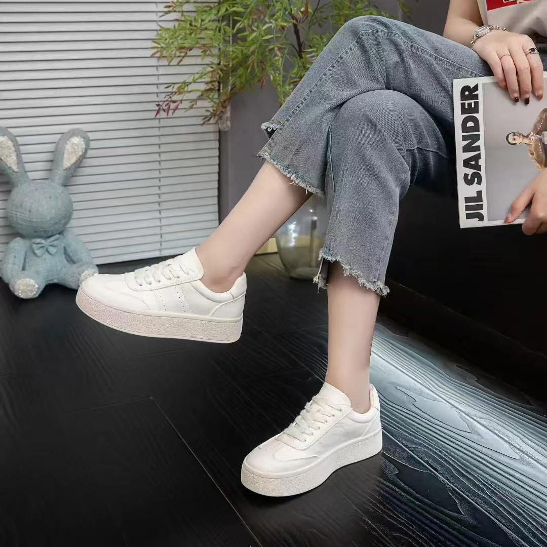 时尚休闲清仓女鞋高端真皮牛皮性价比板鞋厚底松糕低帮增高小白鞋