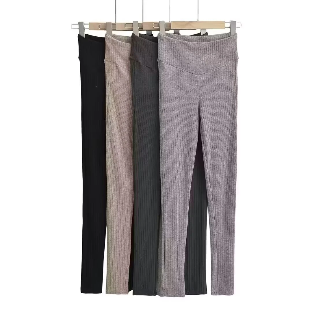 227高腰针织小脚裤女新款秋冬季弹力紧身瑜伽休闲紧身百搭长裤子