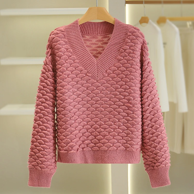 【伍莎-自营】纯色V领毛衣#VZA38M018