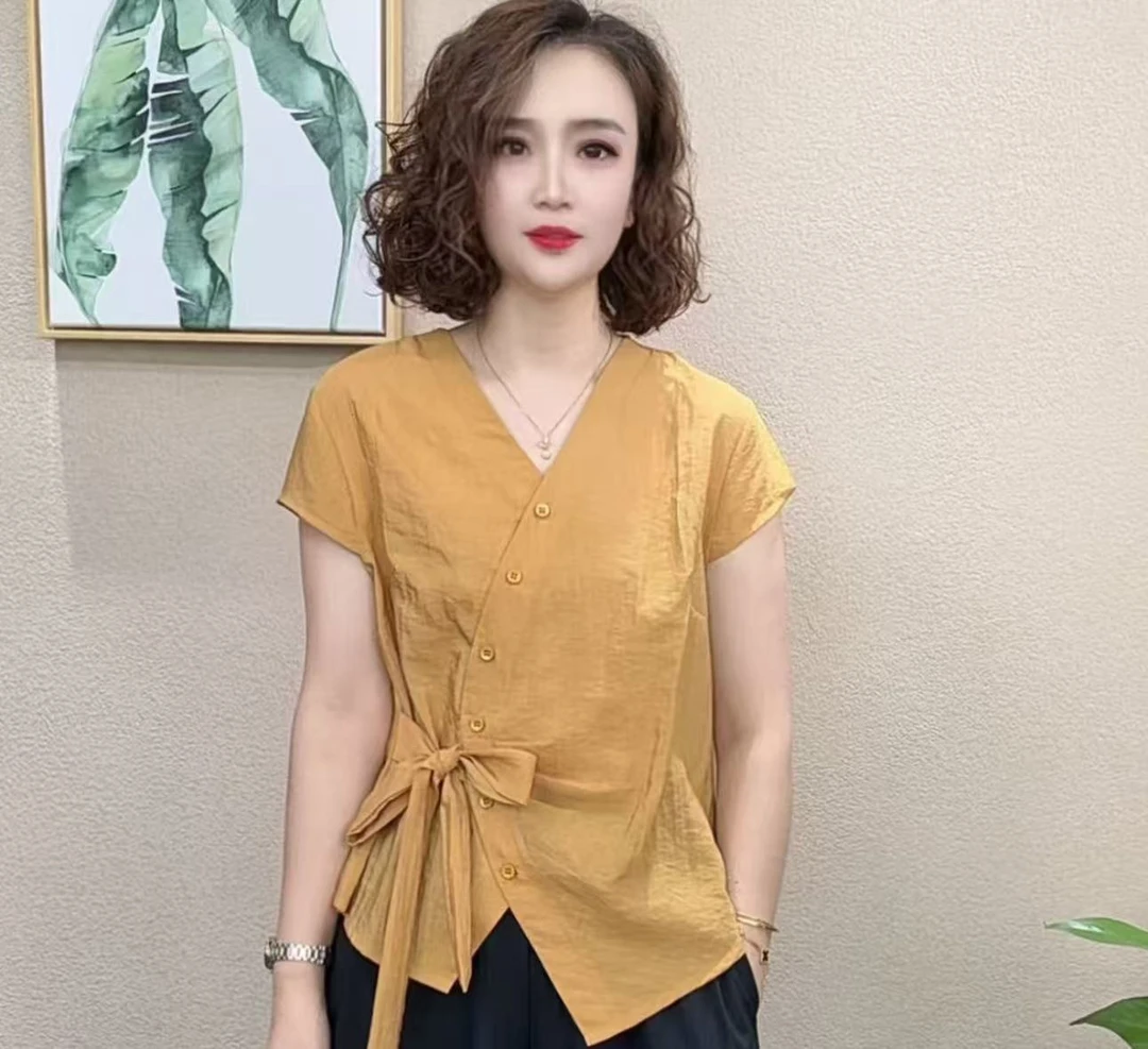 夏季新款时尚洋气百搭减龄显瘦女短袖气质T恤上衣#182555