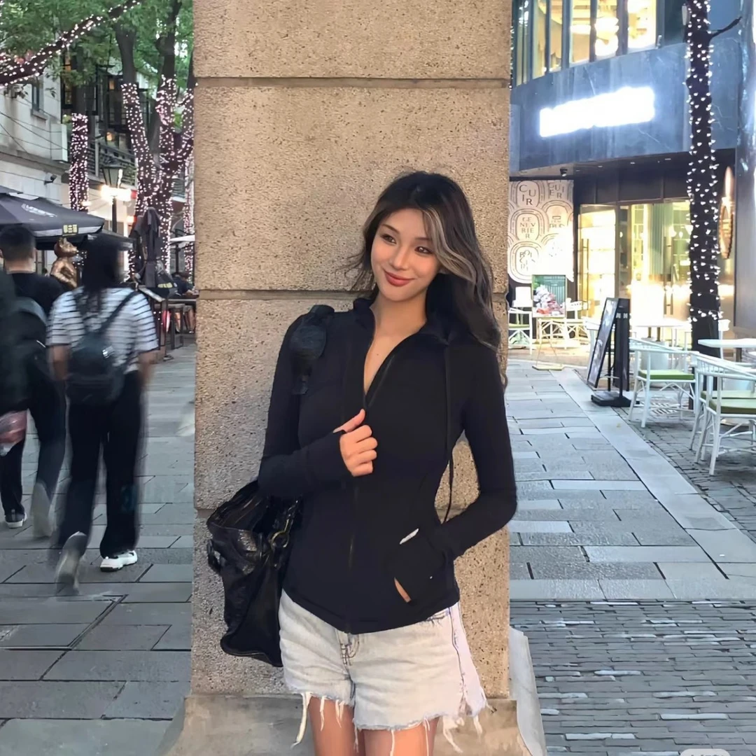 工厂直发lulu原标Define瑜伽服连帽夹克外套透气运动健身服春女款