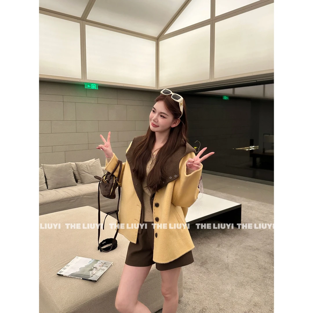 【LIUYI】栗子冬~新款设计感手工羊毛双面呢大衣59107